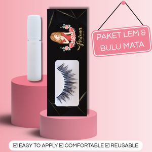Bulumata Palsu Natural Lentik dan Lem 1 Set | J1