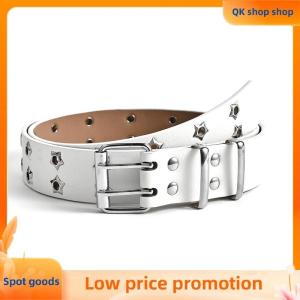 ✨QK shop✨ Fashion Men Women Punk Style Chain Belt Adjustable Hollow Star Double Breasted Buckle Metal Buckle Leather Jeans Waistband