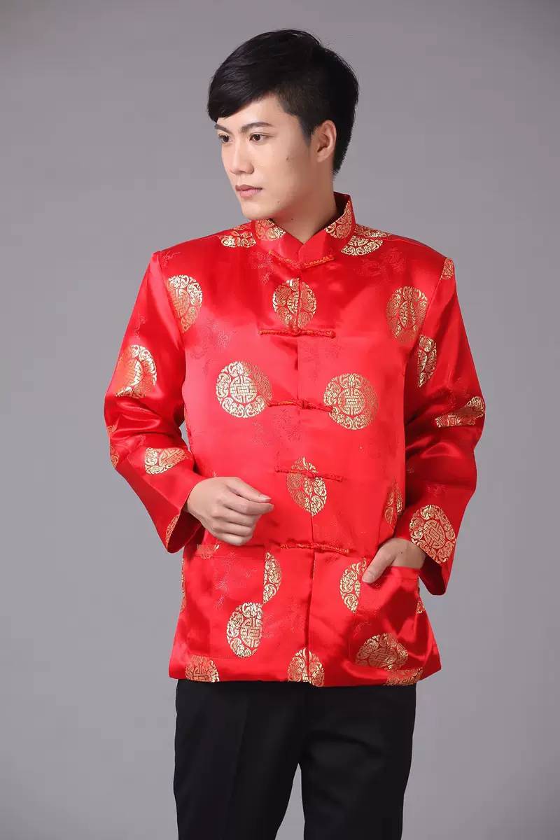 ชุดประจำชาติ ชุดตรุษจีน 2024 เสื้อจีนชายสีแดง ชุดกี่เพ้า เสื้อตรุษจีน เสื้อจีนผู้ชายแขนยาว 05 / 15 / 16 / 50 / 70 / 74 / 75 / 76