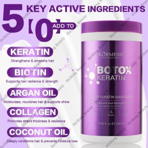 KORMESIC Botox Keratin Hair Shampoo Deep Repair Moisturizing Anti-Frizz Nourishing Damaged Hair Mask 1000ml