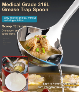 Long handle oil soup separator stainless steel grease trap spoon