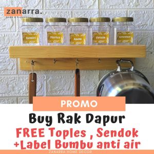 Rak Bumbu Dapur Gratis Toples Bumbu Stiker Dan Sendok Bumbu Tempat Bumbu Dapur Wadah Bumbu Rak dinding hiasan Minimalis Zanarra