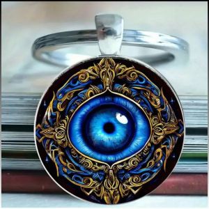 พวงกุญแจ แข็งแรงและทนทาน เครื่องประดับ เอกลักษณ์ ตกแต่ง รสชาติส่วนบุคคล สีฟ้า อุปกรณ์กุญแจ กลม