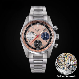 Sugess Mens Watch 38mm Chronograph Mechanical Wristwatches Tianjin Gooseneck Movement Sapphire Crystal Roulette Dial S465 new