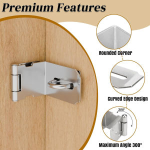 3/4/5Inch Right Angle 90° Padlock Hasp Locking Latch Stainless Steel Safety Barn Door Latches Hasp