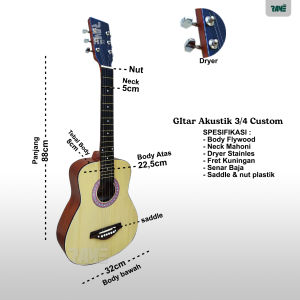 Gitar Akustik 3/4 Senar string model Lava Me Premium Kualitas / Gitar Custom Murah packing kayu Acoustik warna RANDOM