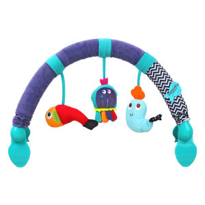 Baby Travel Play Arch Stroller Crib Accessory Cloth Animmal Mobile Toy and Pram Activity Bar with Rattle/Squeak/Teethers