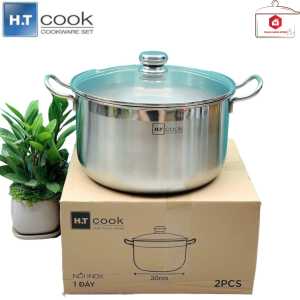 NỒI INOX 430 1 ĐÁY HT COOK NẮP KÍNH SỬ DỤNG ĐƯỢC TRÊN BẾP ĐIỆN TỪ