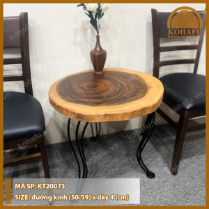 Bàn Trà Bàn Cafe Gỗ Me Tây Nguyên Tấm Tự Nhiên - Chân Cong Sang Trọng