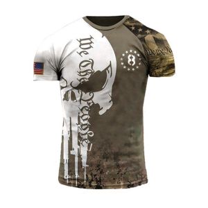 3D แห้งเร็วเสื้อวินเทจชายสไตล์ฮิปฮอปสำหรับกะโหลกศีรษะเสื้อยืดผู้ชายพิมพ์เสื้อยืดลำลองรอบคอแขนสั้น