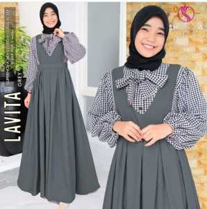 Baju Gamis Anak Tanggung LAVITA Dress Kombinasi Bahan 2026 Lebaran Mewah