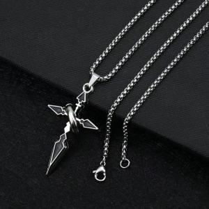 TOP TREND PH 2025 Bold Cross Pendant – (6cm) Men’s Stainless silver / black plated steel KPOP Necklace