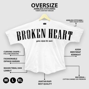 SMR APPAREL - Kaos Oversize BROKEN HEART Katun Combed 24s Pria & Wanita