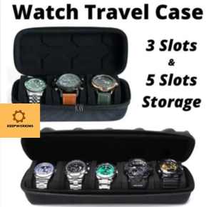 KW Watch Box for Men Apple Watch Travel Case Organizer DisplayTravel Watch Cases For Men and Women 3-5 Slot