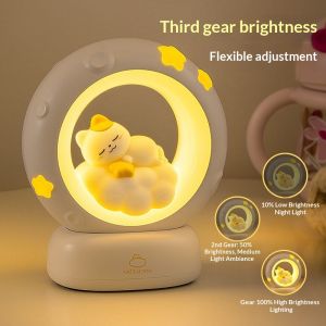 LEBI Creative Star and Moon Night Light with Cute Rabbit Design Perfect Gift for Girls Soft Glow Ambience Lamp