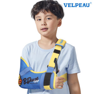 Velpeau Kids Arm Sling Shoulder Immobilizer with Waist Strap -Ventilated & Breathable Support Brace for Children Boys Girls