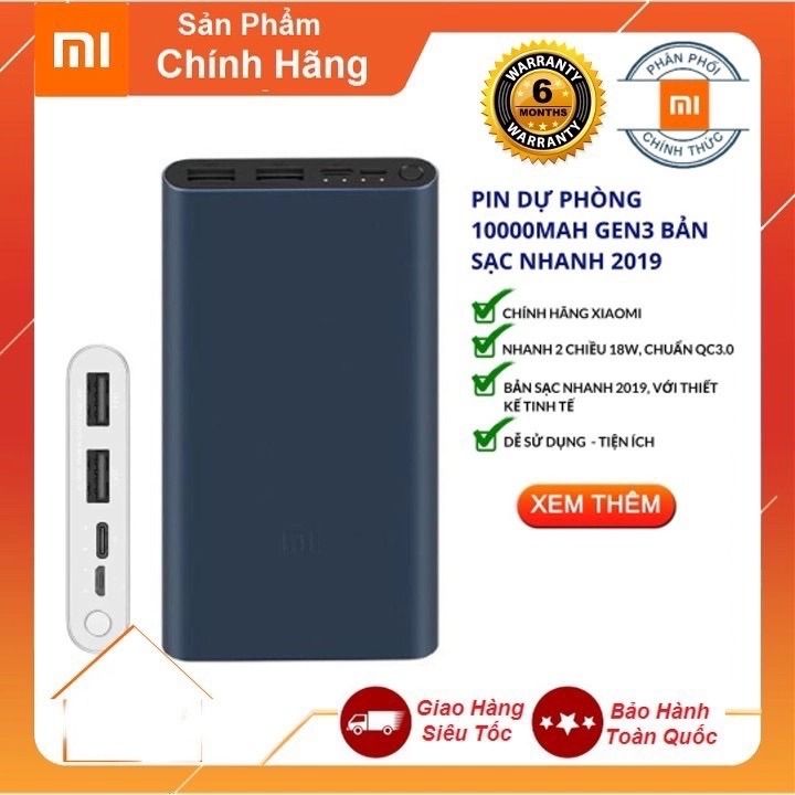 [ Hỏa Tốc ] Sạc Pin dự phòng Xiaomi Gen 3 10.000 / 20000 Mah 18W - Sạc ...