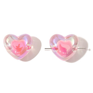 4pcs/Bag AB Color Acrylic Heart Beads Colorful Mixed Color Crafts Transparent Beads for Handmade DIY Bracelet Necklace Jewelry Making Accessories