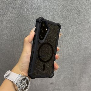 Luxury Glitter Armor Case For Samsung Galaxy S25 Ultra Wireless Charging Cover for Samsung S25 S24 Plus Cover
