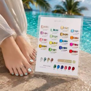YOUSE- New Arrival 20 Color Toe Porcelain White Glass Bread Cat Eye-Colorful Galaxy Sequin Nail Gel Polish Set-15ml