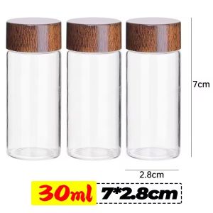 \ud83d\udd2510/20/30ml Mini Glass Bottle Tea Coffee Beans Storage Container Airtight Jar DIY Portable Glass Vials Sealed Canister Spice Jars Transparent Sealed Can with Wood Lid