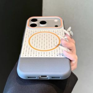 Breathable Hollow Mesh Magnetic Case For iPhone 18 17 16 15 14 Plus 13 12 Pro Max Skin Feeling For Magsafe Hard Protection Cover