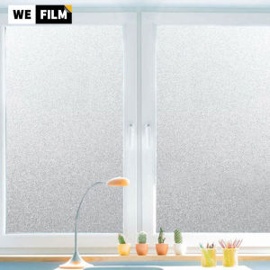 Privacy Protection Frosted Window Film Waterproof White Frosted Self Adhesive Removable Thicken Glass Sticker for HomeOfficeBathroom with Free Tools