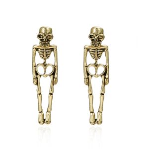 YOUSHI TOP Alloy Skeleton Earrings Skull Hip Hop Imitation Human Bone Earrings Aesthetic Detachable Halloween Earrings Halloween