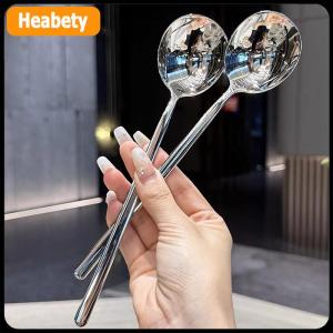 【2-3 days delivery】 Stainless Steel Spoon Korean Long Handle Tableware Thicken Stirring Ice Spoon Meal Spoon Household Dinner Spoon