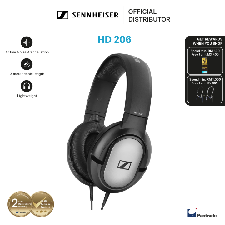 Sennheiser HD 206 Closed-Back Over Ear Headphones 24 Ohm Impedance