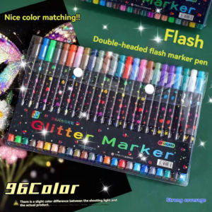 SKISOPGO 24/48/72/96 Colors Glitter Markers Double Headed Acrylic Marker Watercolor Pens Highlighters