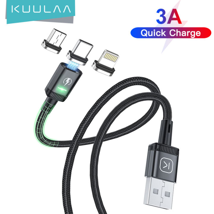 KUULAA Magnetic Micro/Type C/Lightning USB Cable For