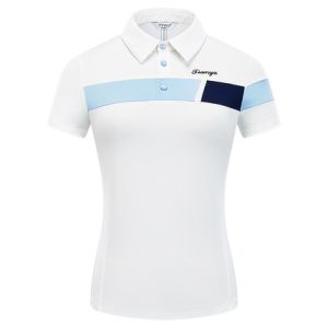 TTYGJ Golf Apparel Ladies Short Sleeve Color Contrast T-Shirt Polo Shirt Slim Stretch Casual Sports Top㏇X0408