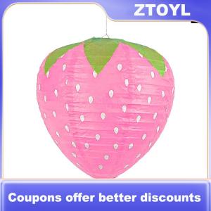 【ZTOYL】 3D Strawberry Paper Lanterns Birthday Baby Shower Party Decoration Hanging Strawberry Ornament Background Garden Decor