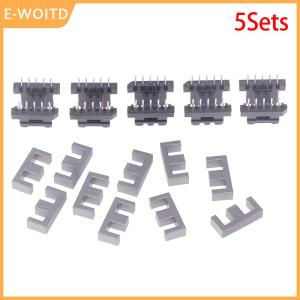 【E-WOITD】 5Sets EE19 5 With 5pin Transformer Bobbin PC40 Ferrite Core Vertical 10 Ferrite Halves And 5 Bobbin Magnetic Core Bobbins