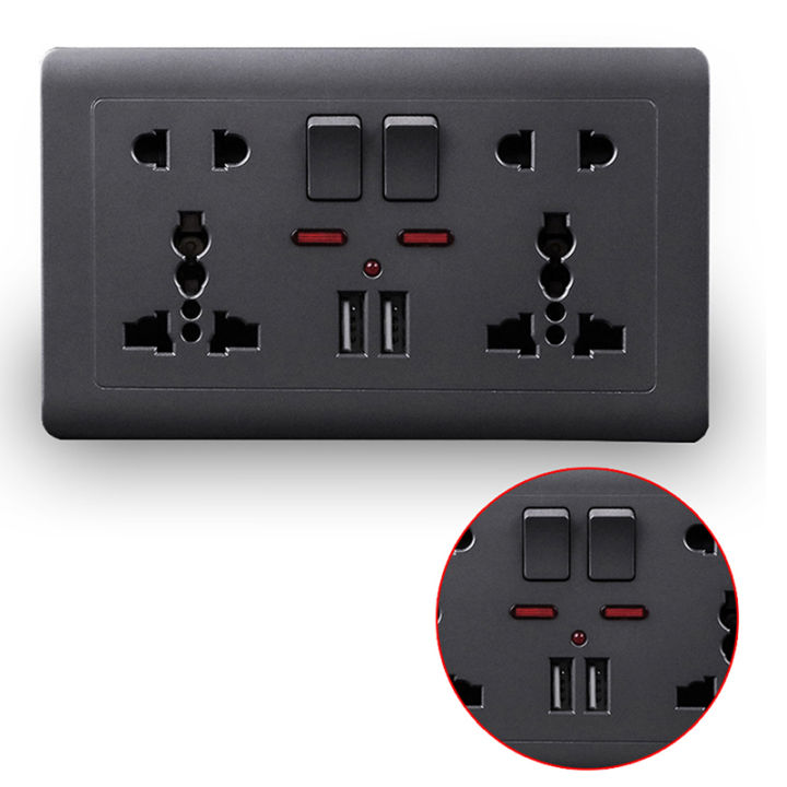Wall Socket Embedded BeautyBoostT EU Standard Usb Socket Gray Embedded Panel Wall Power ...