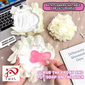 TWOL 2in1 Bath Bubble Ball Sponge Exfoliate Scrubber Cleaning Foaming Body Wash Cleaner Sponge