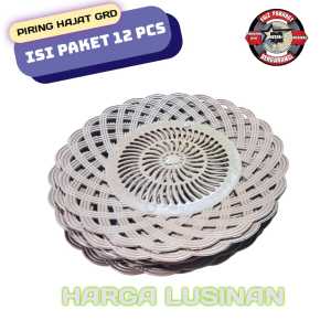 ( isi 12 Pcs ) Piring Anyam Rotan GRD Plastik Coklat / Piring Rotan Prasmanan Praktis