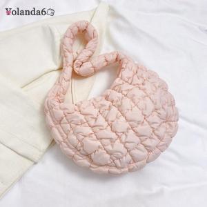 🚚【มาถึงภายใน 2 วัน】⚡ผ้าฝ้ายเบาะกระเป๋าสะพายแฟชั่นสบาย ๆ Michelin Bag ควิลท์ลายสก๊อตความจุขนาดใหญ่กระเป๋าสีทึบ