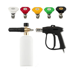 Universal Car High Pressure Wash Water Gun Snow Foam Gun 1/4" + 1l Bottle + 5 Nozzles