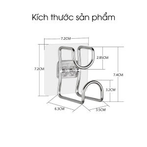 Móc treo thau chậu nhà tắm dán tường móc inox 304 tải trọng 3kg màu bạc dễ sử dụng không cần khoan tường chống nước