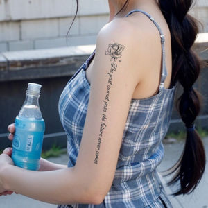 11.11 English flowers back spine spine long strip herbal juice tattoo sticker semi-permanent men and women waterproof lasting10.17