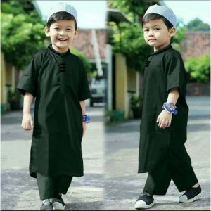 "GROSIRONLINE" Baju koko Anak Pakistan  Model LIS Terbaru 2026 Murah Bonus Peci/ Pakaian Anak Laki Laki/ Baju Kurta Anak/Setelan Koko  Anak Laki Laki Usia 1-14 Tahun/Baju Muslim Anak Laki Laki