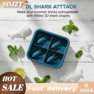 SDJZT Cá Mập Ice Khuôn Màu Xanh Màu-Khoang Hình Động Vật Silicone Ice Cube Khay Cho Whiskey Đảng Đồ Uống