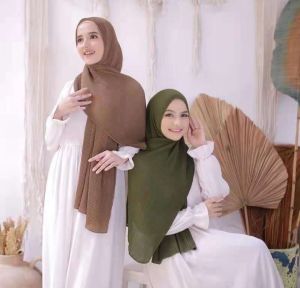 Pasmina Plisket Lidi Bahan Seruty Beby Doll Full Tanpa Garis Tengah