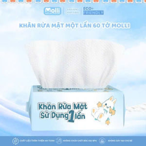 Khăn Rửa Mặt Dùng Một Lần Molli Khăn Đa Năng Sợi Thực Vật Tự Nhiên Cao Cấp Mềm Mại An Toàn Cho Bé và Mẹ Bebi123shop