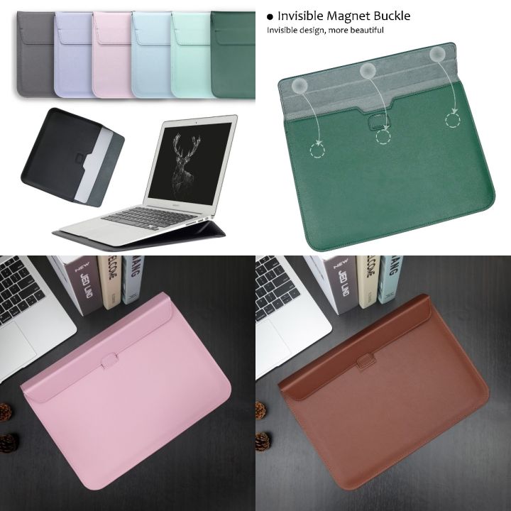 Leather Laptop Sleeve with stand bag For MacBook Air Pro 13 15 14