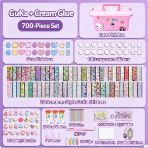CuddleCove Guka Keychain Diy Cream Glue Sticker Craft Set Non Toxic Safe Materials Rich Assorted Accessories