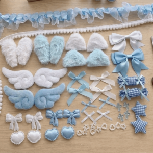 VICENDA Bunny Ear DIY Decor Kit Lace Ribbon Sweet Girly Handmade Ita Bag Ornaments Sweet Lolita Style Bag Accessories Hand Craft