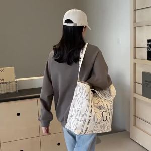 Letter Shoulder Bag Canvas Tote Large Capacity Handheld New Fashion